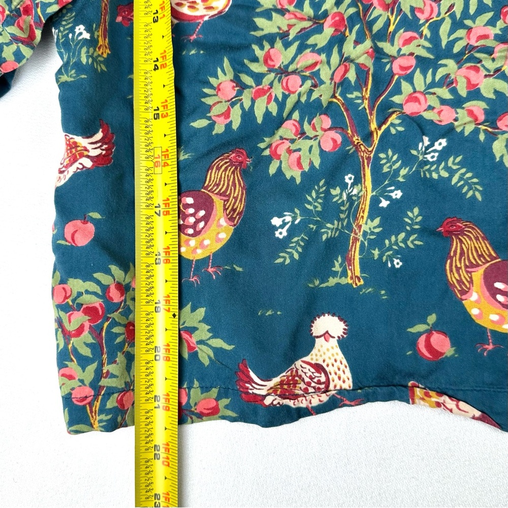 Printfresh Teal Floral & Hen Print Satin Short Pajama Set - Picture 11 of 16